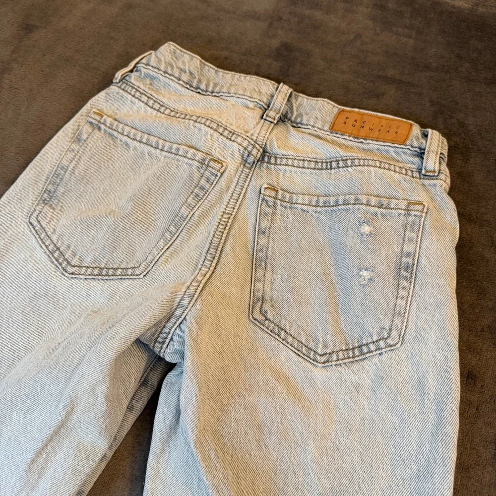 PacSun 90's Straight Jeans Womens 23 Light Wash Distressed Raw Hem Denim Pants - Picture 4 of 12